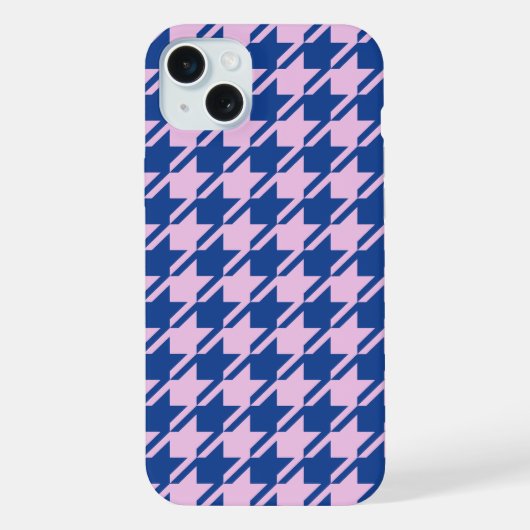 Houndstooth Rosa+Blau Muster iPhone Hülle (Rückseite)