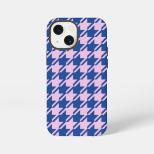 Houndstooth Rosa+Blau-Muster iPhone 13 Mini Hülle