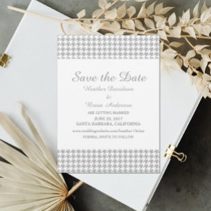 Houndstooth Save-the-Date-Einladung, Grau Einladung