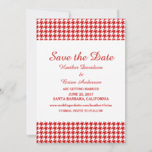 Houndstooth Save-the-Date-Einladung, Rot Einladung