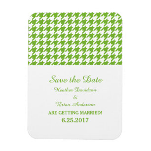 Houndstooth Save the Date Magnet, Green Magnet