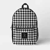 Houndstooth Schwarz-Weiß-Monogramm Bedruckter Rucksack (Vorderseite)