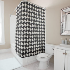 Houndstooth Schwarz Weiß Muster Duschvorhang