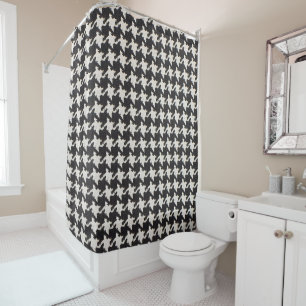 Houndstooth Schwarz Weiß Muster Duschvorhang