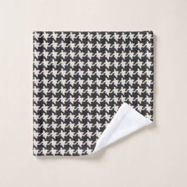 Houndstooth Schwarz Weiß Muster Waschlappen