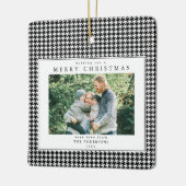 Houndstooth Schwarz-Weiß-Weihnachtsfoto Keramikornament (Links)