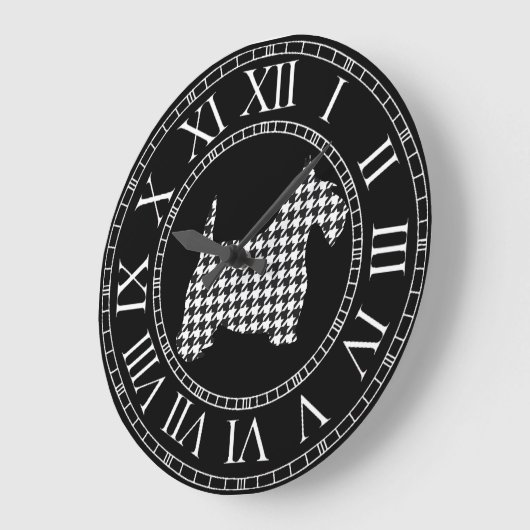 Houndstooth Scottie Dog Große Wanduhr (Winkel)