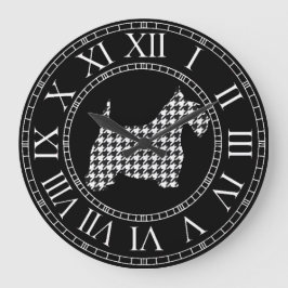 Houndstooth Scottie Dog Große Wanduhr