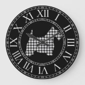 Houndstooth Scottie Dog Große Wanduhr (Vorderseite)