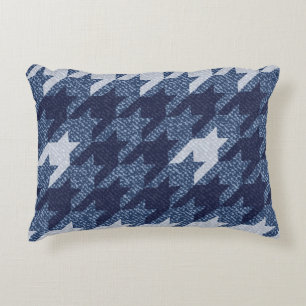 Houndstooth-Tartan-Jeans-Hintergrunddesign Dekokissen