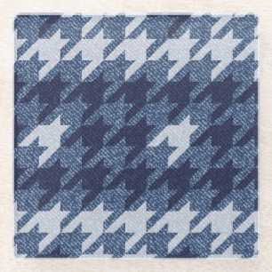 Houndstooth-Tartan-Jeans-Hintergrunddesign Glasuntersetzer