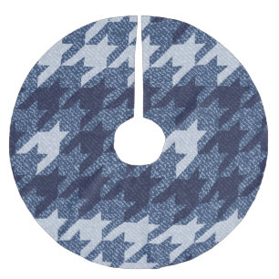 Houndstooth-Tartan-Jeans-Hintergrunddesign Polyester Weihnachtsbaumdecke