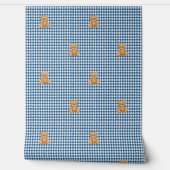 Houndstooth-Teddy Zuhause, Klassisch Blau, Tapete (Abrollen)