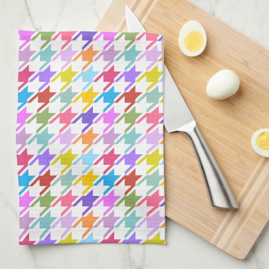 Houndzahnfarben+Weißes Muster Geschirrtuch (Viertel Falte)