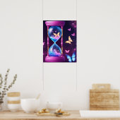 HOURGLASS BUTTERFLY ART LILA POSTER (Küche)