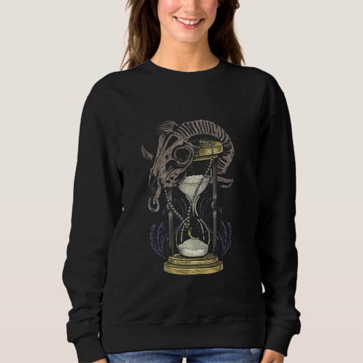 Hourglass Skull Sheep Time Traveller Science Ficti Sweatshirt (Vorderseite)