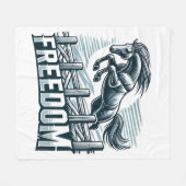 Hourse jumping over freedom wall ,symbol of power fleecedecke (Vorderseite (Horizontal))