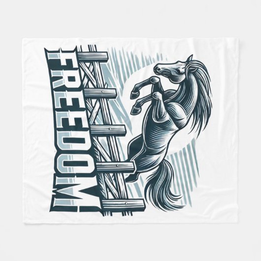Hourse jumping over freedom wall ,symbol of power fleecedecke (Vorderseite (Horizontal))