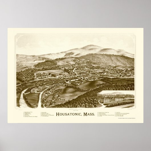 Housatonic, MA Panoramic Map - 1890 Poster (Vorne)