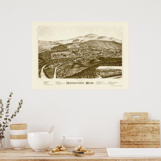 Housatonic, MA Panoramic Map - 1890 Poster (Küche)