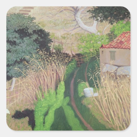 House and Reeds, c.1921-24 Quadratischer Aufkleber (Vorderseite)