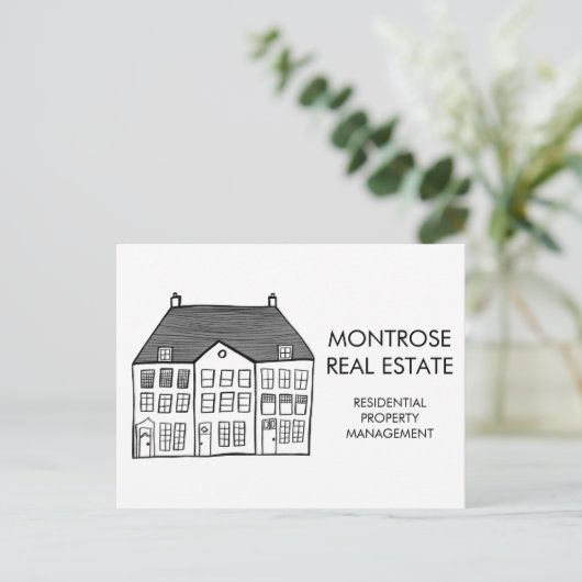 House Art Minimal QR Code Real Anwesen Marketing Postkarte (Stehend Vorderseite)