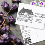 House Art Minimal QR Code Real Anwesen Marketing Postkarte<br><div class="desc">Perfekte Postkarte für den Versand an potenzielle Kunden. Ändern Sie den Text,  den Schriftart und die Farben dieser benutzerdefinierbaren Karte. Handgezeichnete Kunst von mir für Sie. Karo in meinem Shop für passende Visitenkarten und echte Anwesen Designs. Oder lass mir,  ob du etwas Angewohntes magst!</div>