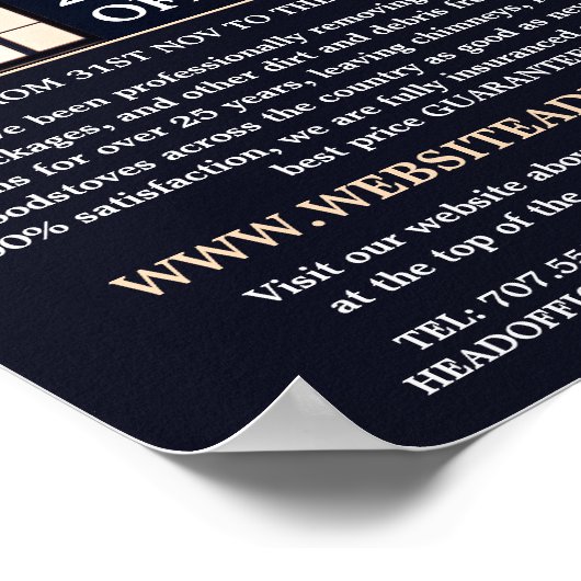 House at Night Portrait, Chimney Sweep Service Poster (Ecke)