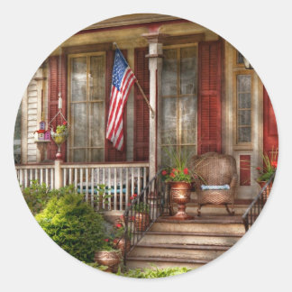 House - Belvidere, NJ - Eine klassische amerikanis Runder Aufkleber