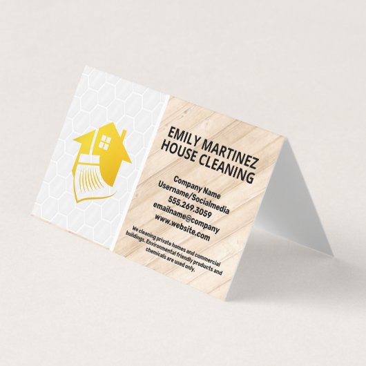 House Broom Logo | Holz- und Fliesenböden Visitenkarten (Vorderseite)
