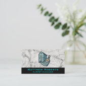 House Broom Logo | Weißer Marmor Visitenkarte (Stehend Vorderseite)