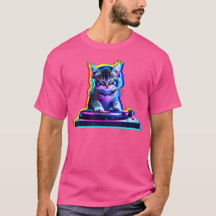House Cat Music Dj Optische Illusion Edm Dj Cat Ki T-Shirt
