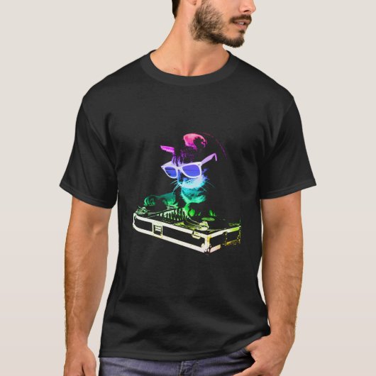 House Cat Rainbow Dj Cat Kitty T-Shirt (Vorderseite)
