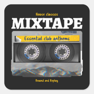 House Classics Mixtape Club Anthems Quadratischer Aufkleber