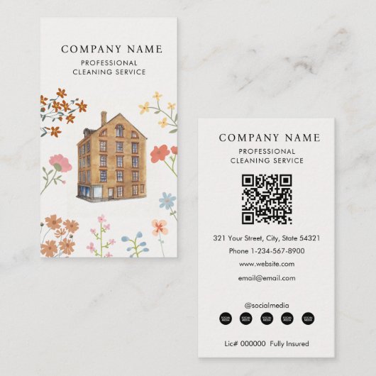 House Cleaner Cleaning Services Professional  Visitenkarte (Vorne/Hinten)