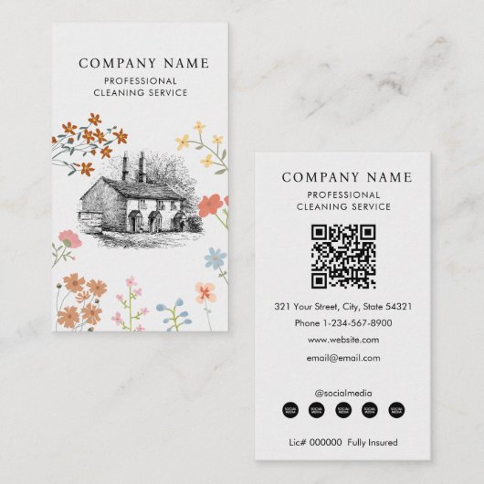 House Cleaner Cleaning Services Professional  Visitenkarte (Vorne/Hinten)