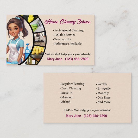 House Cleaning Business Cards Visitenkarte (Vorne/Hinten)