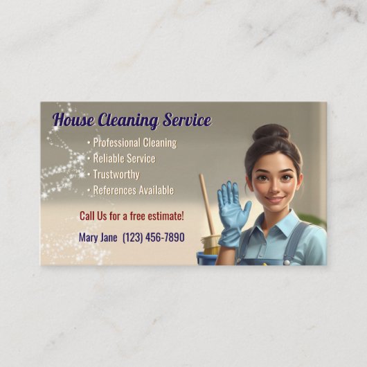 House Cleaning Business Cards Visitenkarte (Vorderseite)