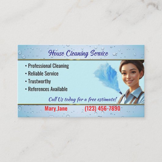 House Cleaning Business Cards Visitenkarte (Vorderseite)