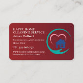 House Cleaning Home Services Charming Red qr code Visitenkarte (Vorderseite)