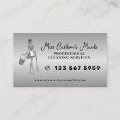 House cleaning housekeeper maid service silver visitenkarte (Vorderseite)