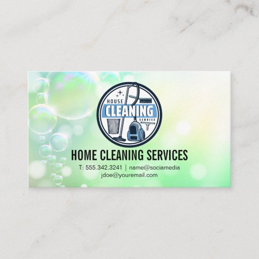 House Cleaning Logo | Janitorial Services Visitenkarte (Vorderseite)