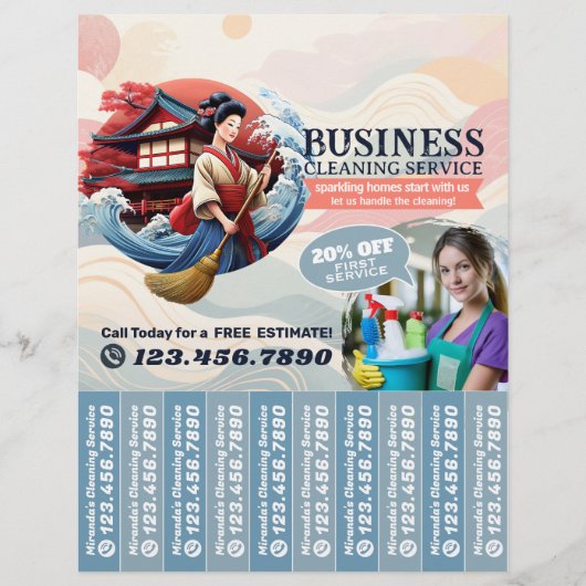 House cleaning Maid Service Flyer Tear Off Strips (Vorne)