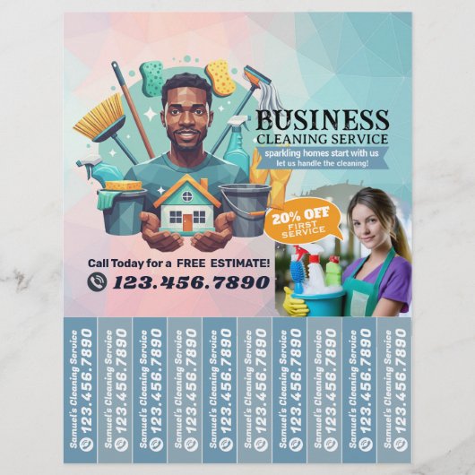 House cleaning Maid Service Flyer Tear Off Strips (Vorne)