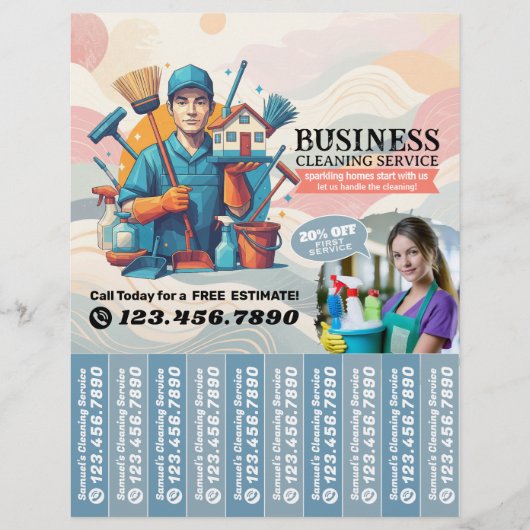 House cleaning Maid Service Flyer Tear Off Strips (Vorne)