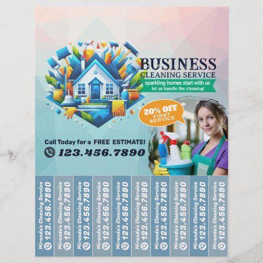 House cleaning Maid Service Flyer Tear Off Strips (Vorne)