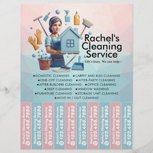 House cleaning Maid Service Flyer Tear Off Strips (Vorne)