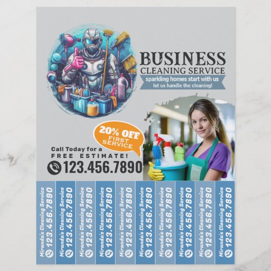 House cleaning Maid Service Flyer Tear Off Strips (Vorne)