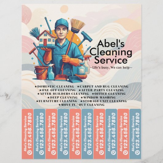 House cleaning Maid Service Flyer Tear Off Strips (Vorne)