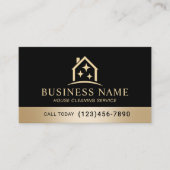 House Cleaning Service Black & Gold Housekeeping Visitenkarte (Vorderseite)